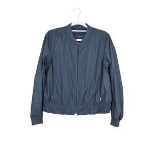 Mens Banana Republic Black Satin Full Zip Elastic Waist Bomber Jacket Size M